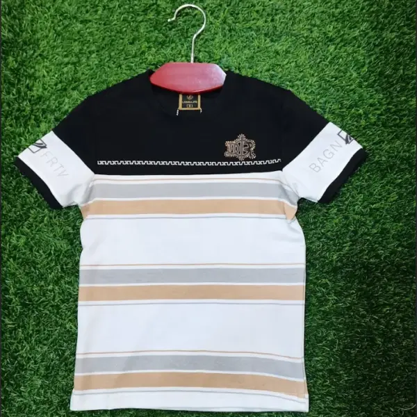 Kids Black Stripe Polo T-Shirt