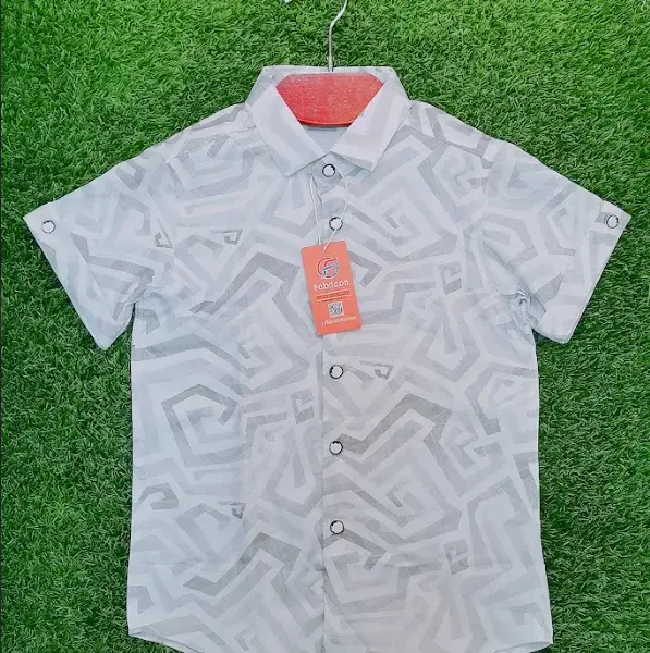 Kids Light Grey Designer Short Shirt