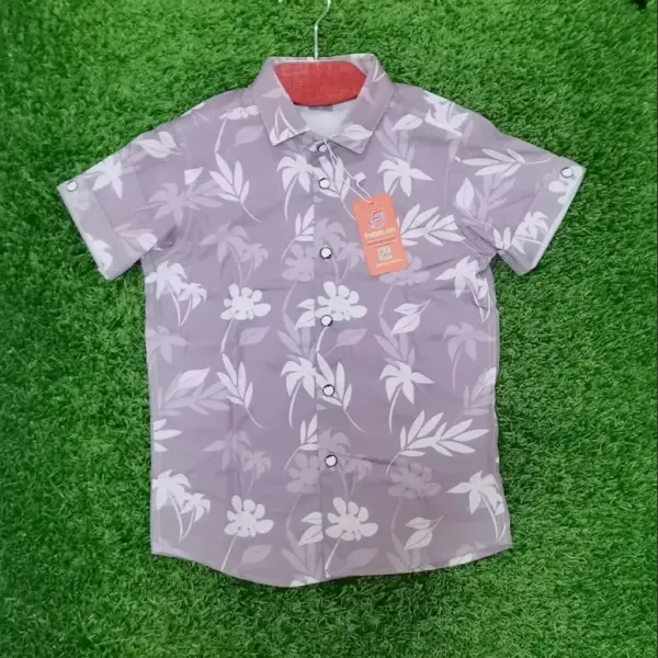 Kids Purple Floral Short Shirt