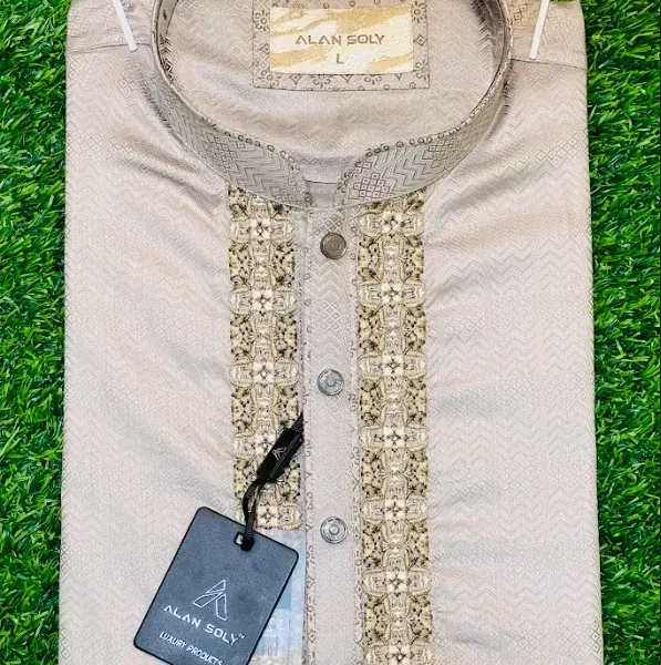 Light Grey Embroidered Panjabi