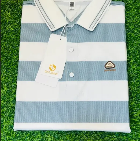 Mens Blue Stripe Polo T-Shirt