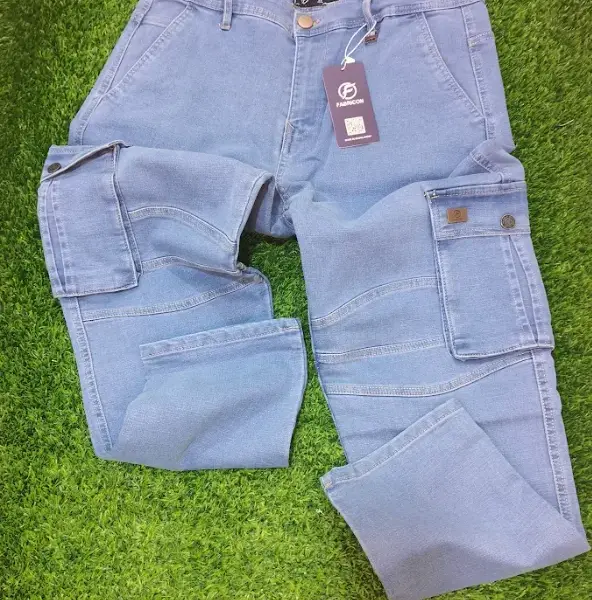 Light Blue Denim Cargo Pant