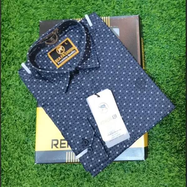 Navy Blue Dotted Shirt